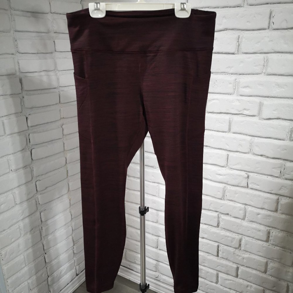Shambhala Live In Warmth High Rise Size Large Burgundy Leggings